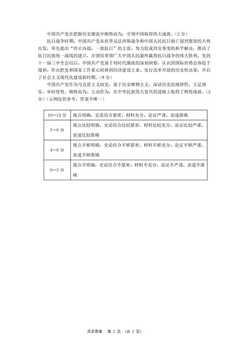 2024屆江南十校高三一模聯考歷史試題答案及解析